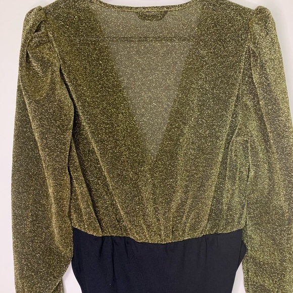 SHEIN Surplice Neck Glitter Spliced Bodysuit - Picture 3 of 5